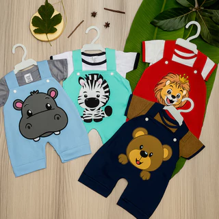 Kit Roupa De Bebe 4 Peças Safari Enxoval Presente Unissex Menino E Menina Roupas de Bebê Conjunto Bebê Para Escola BebÊ