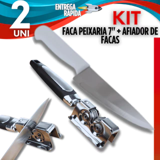 Faca Peixeira Inox Profissional 7' Cabo Branco + Amolador Afiador Cozinha Churrasco Açougueiro em Oferta na Shopee