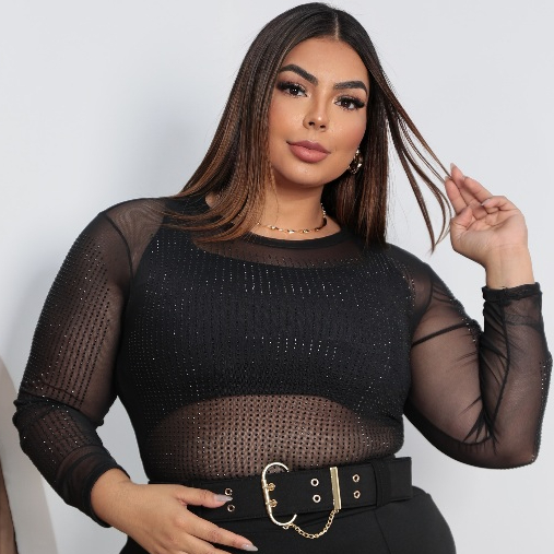 body tule strass pedraria preta femenino plusize | Shopee Brasil