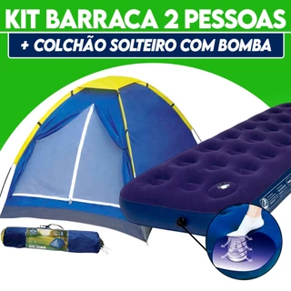 Kit Barraca Iglu 2 Lugares + Colchão Solteiro Inflável Camping Acampamento em Oferta na Shopee