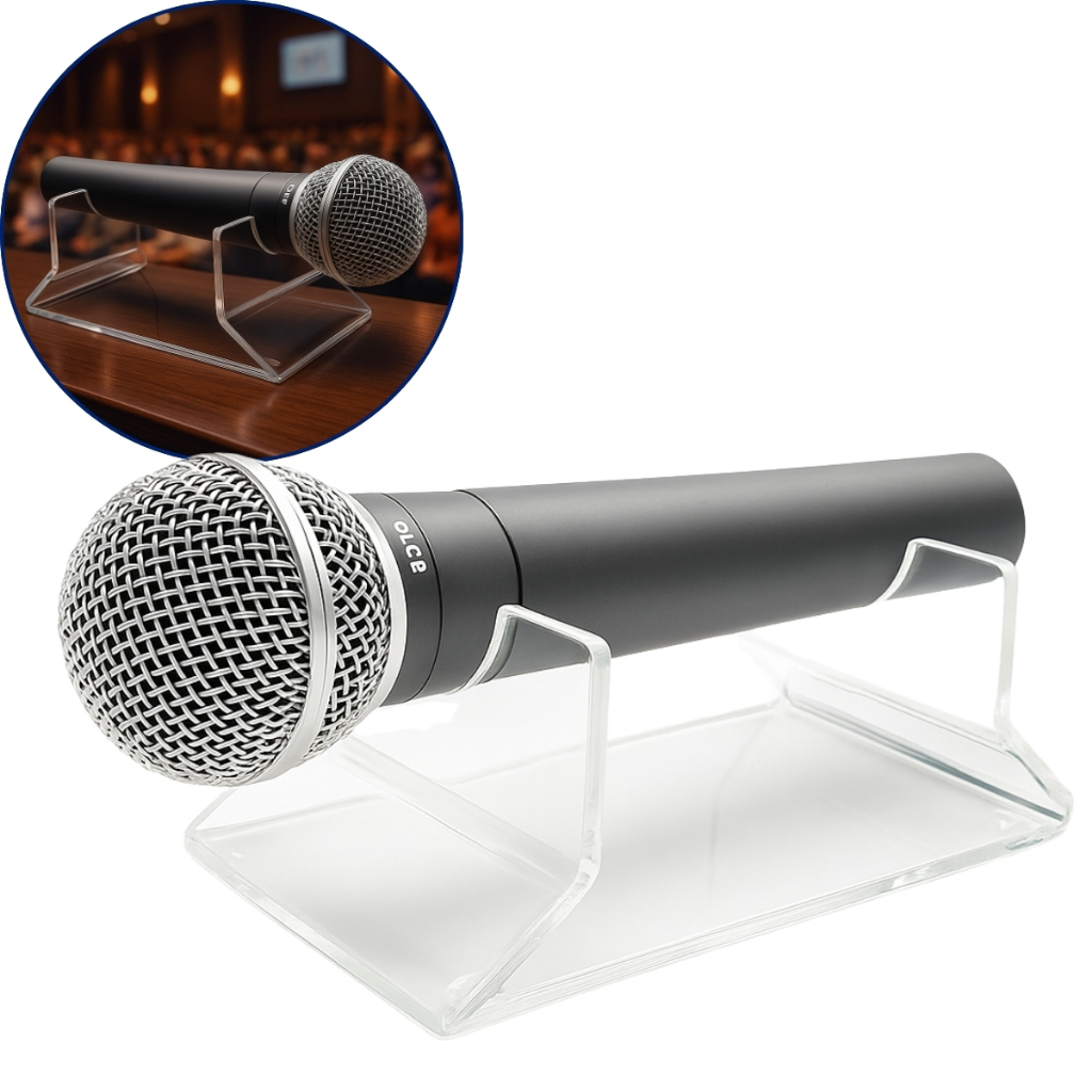 Suporte Microfone Acrilico Porta Mic Mesa Apoiador Aparador | Shopee Brasil
