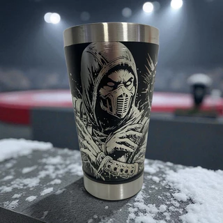 Copo Térmico 473ml Personalizado 360° do Mortal Kombat com o Abridor da Tampa com Logo e Nome.