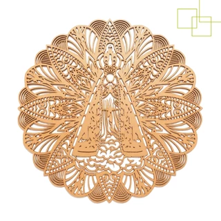 Mandala Decorativa Nossa Senhora em MDF Diversos Modelos Tamanhos Fé Proteção Decoração Religiosa