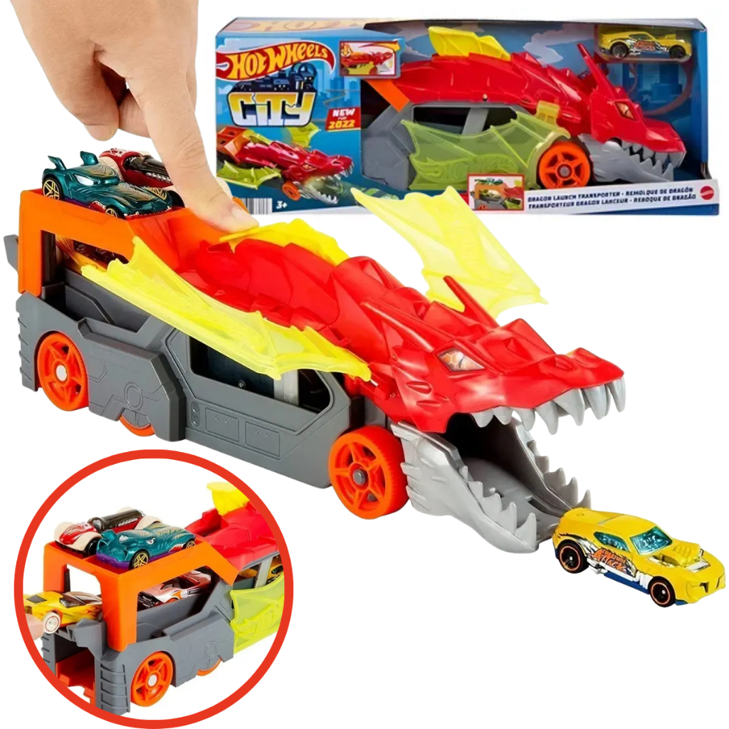 Pista Hot Wheels City Reboque E Lançador Do Dragão - Mattel Vermelho ...