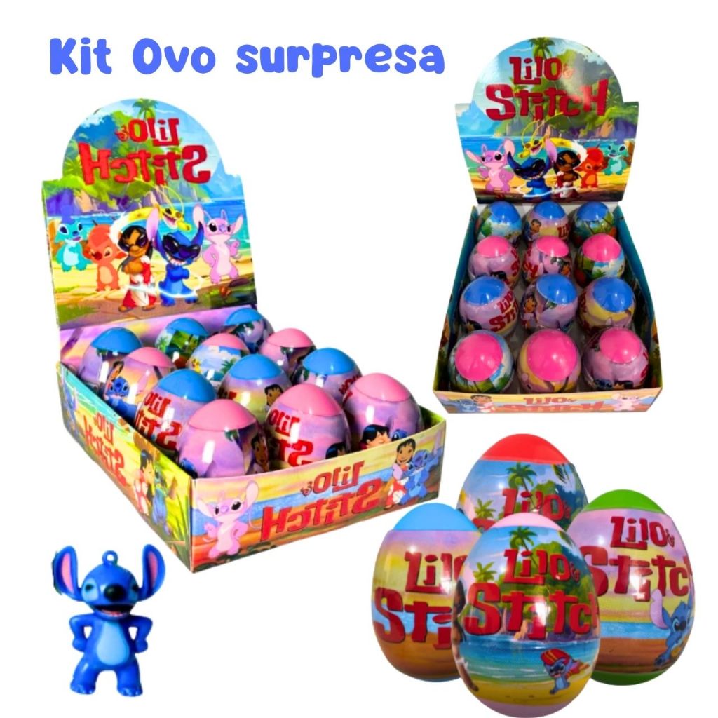 Kit 12 ovos surpresas Stitch - lembrancinha brinquedo infantil menina ...