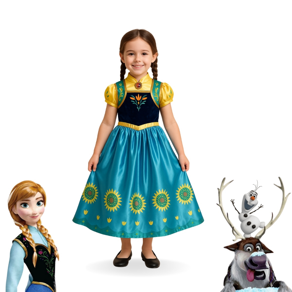 Fantasia Ana Frozen Vestido Infantil Festa Criança cosplay infantil Irma Da Frozen