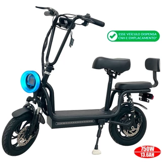 Moto Bike Elétrica 800w 45km/h Bicicleta Elétrica com Dois Assentos 2 Pessoas Autonomia de 45KM 2025/2026 Sem CNH