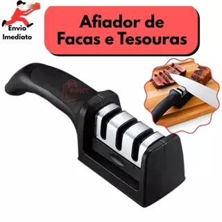Afiador De Facas e Tesouras Em Aço Inox 3 Estágios Afiar Amolar Polir Original Line em Oferta na Shopee