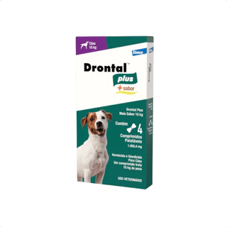Drontal Plus Vermifugo Cães 10kg Carne 4 Comprimidos Elanco em Oferta na Shopee
