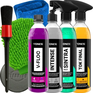 Kit Completo Vonixx Estética Automotiva Lava Rápido Sintra Cera Tok Final Intense Shampoo V-Floc Pincel Luva Aplicador em Oferta na Shopee