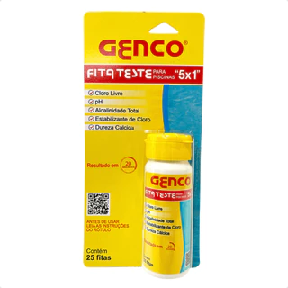 Fita Teste Genco Para Piscina 5x1 Tubo Com 25 Fitas Resultado Em 20 Segundo em Oferta na Shopee