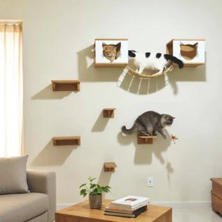 Playground para Gatos 9pçs REFORÇADO Mdf 15mm PREMIUM Resistente Montado Parque Gato Playground em Oferta na Shopee