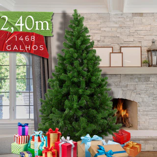 Árvore de Natal Pinheiro Tradicional 2,40m 1468 Galhos Cheia Luxo Premium Verde Decoração