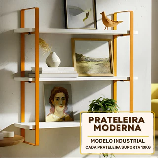 Prateleira tripla Hone Estante suspensa 3 niveis 60x16x19,5cm/Estrututa em aço carbono Modelo Industrial