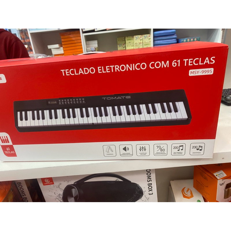 ♪とも♪ Teclado Eletrônico Dobrável 61 Teclas Tomate Portátil com 200