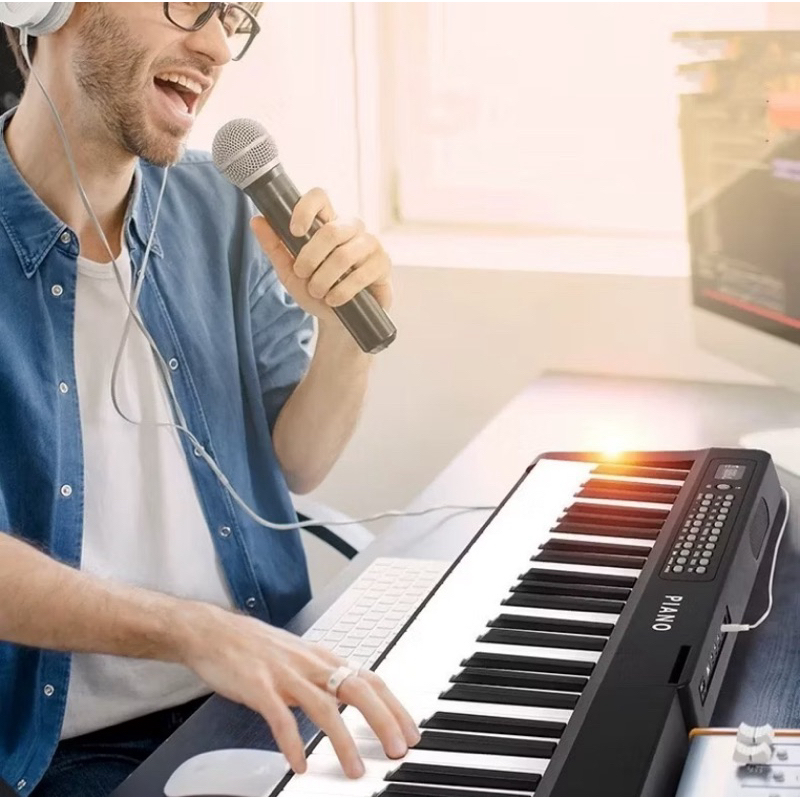 Teclado Eletrônico Dobrável 61 Teclas Tomate Portátil com 200