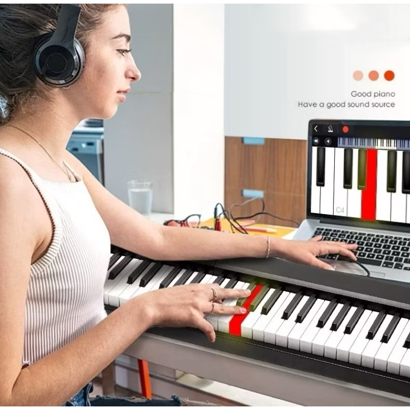 Teclado Eletrônico Dobrável 61 Teclas Tomate Portátil com 200
