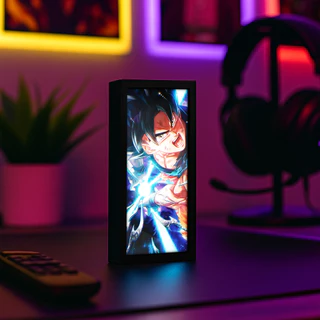 Luminária Gamer Geek Exclusiva Anime Dragon Ball Goku Kamehameha De Led Bivolt Para Setup Gamer