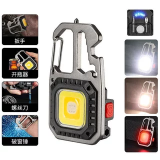 Mini Lanterna De Bolso Com Imã Abridor De Garrafa 6 Modos De Iluminação Ponta Quebra Vidro