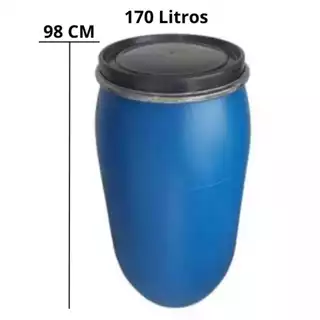 Tambor Plastico 170 Litros Bombona plástica Barrica Com Tampa Removivel Encaixe Vedação