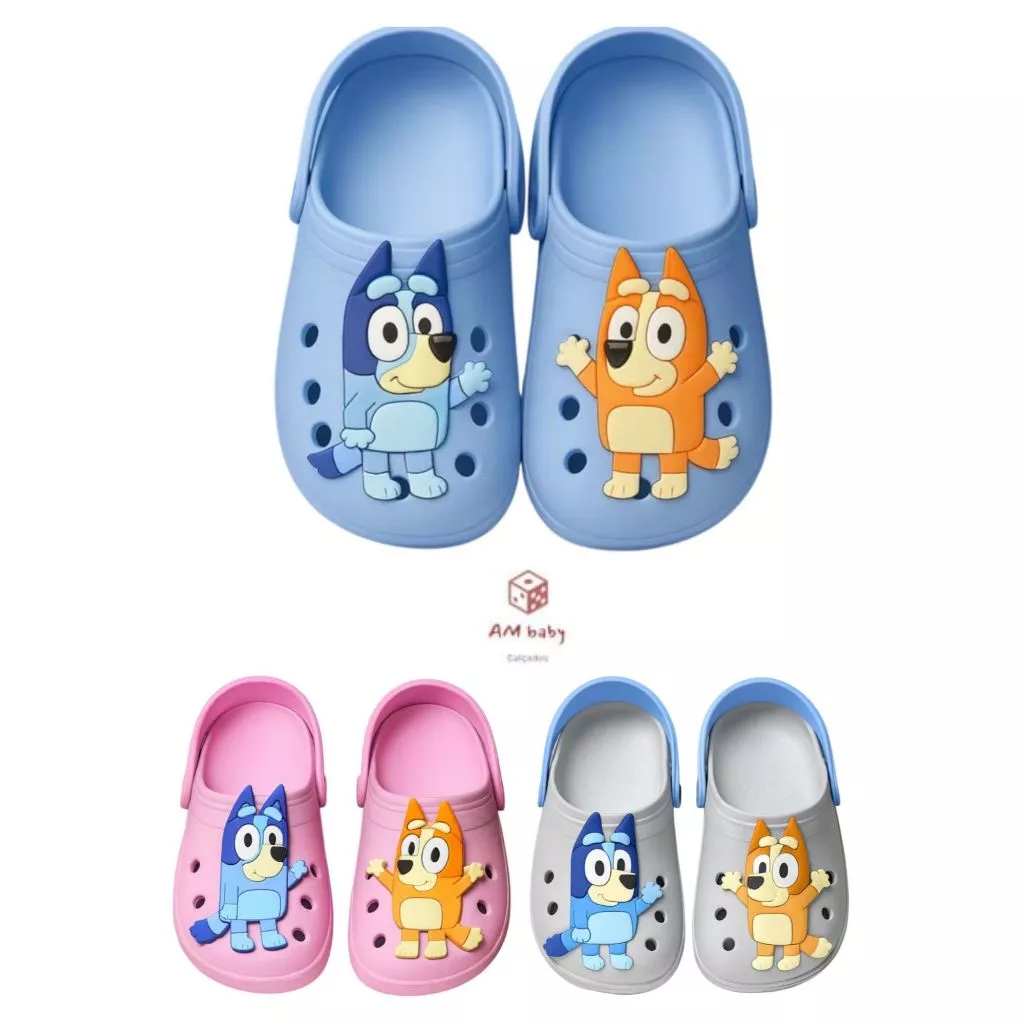 Sandália Babuche Infantil Papete Bluey e Bingo