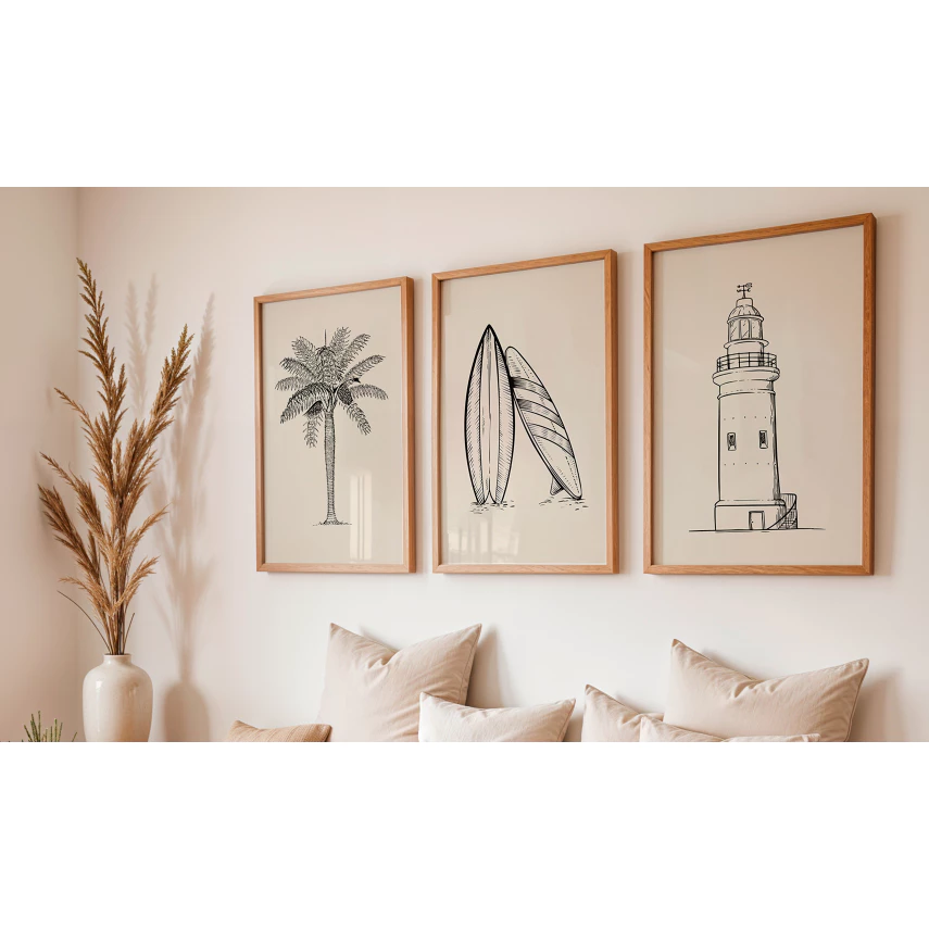 Kit 3 Quadros Decorativos - Praia, Mar e Verão