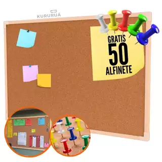 Quadro de Cortiça120x90cm Aviso Lembrete Anotação Estudo 50 Alfinetes