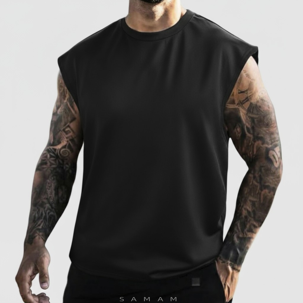 Camiseta Regata Oversized Masculina Academia Machão Treino Longline Lisa Samam
