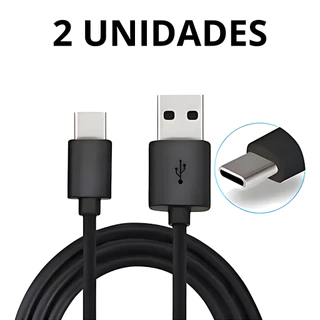 Kit com 2 Cabos Tipo C Carregamento Rápido Reforçados Turbo 1 metro