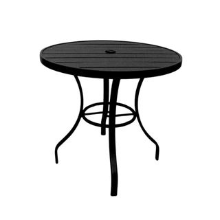 Mesa Alumínio De 80cm Redonda Alumínio Tampo Ripado Moderna Para Cozinha Sala De Jantar Piscina Luxo