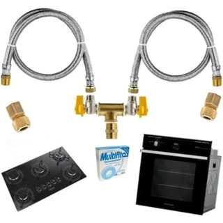 Kit Duplo Para Instalação Gás Encanado Cozinha Forno Cooktop Todos Os Tamanhos