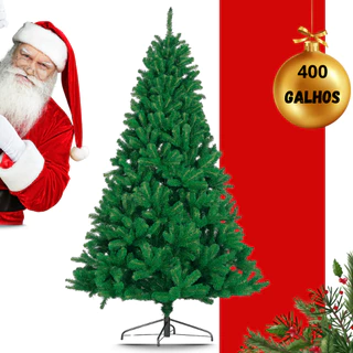 Árvore de Natal 1,50m com 400 Galhos Verde Pinheiro Luxo Pé de Ferro Decoração Natalina Festas