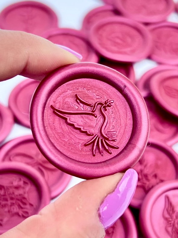 Lacre de Cera Espirito Santo Rosa Fucsia Avermelhado para Convite de ...