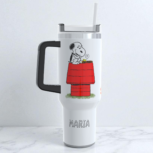 Copo Garrafa térmica Personalizado Snoopy inox Parede Dupla 1200Ml