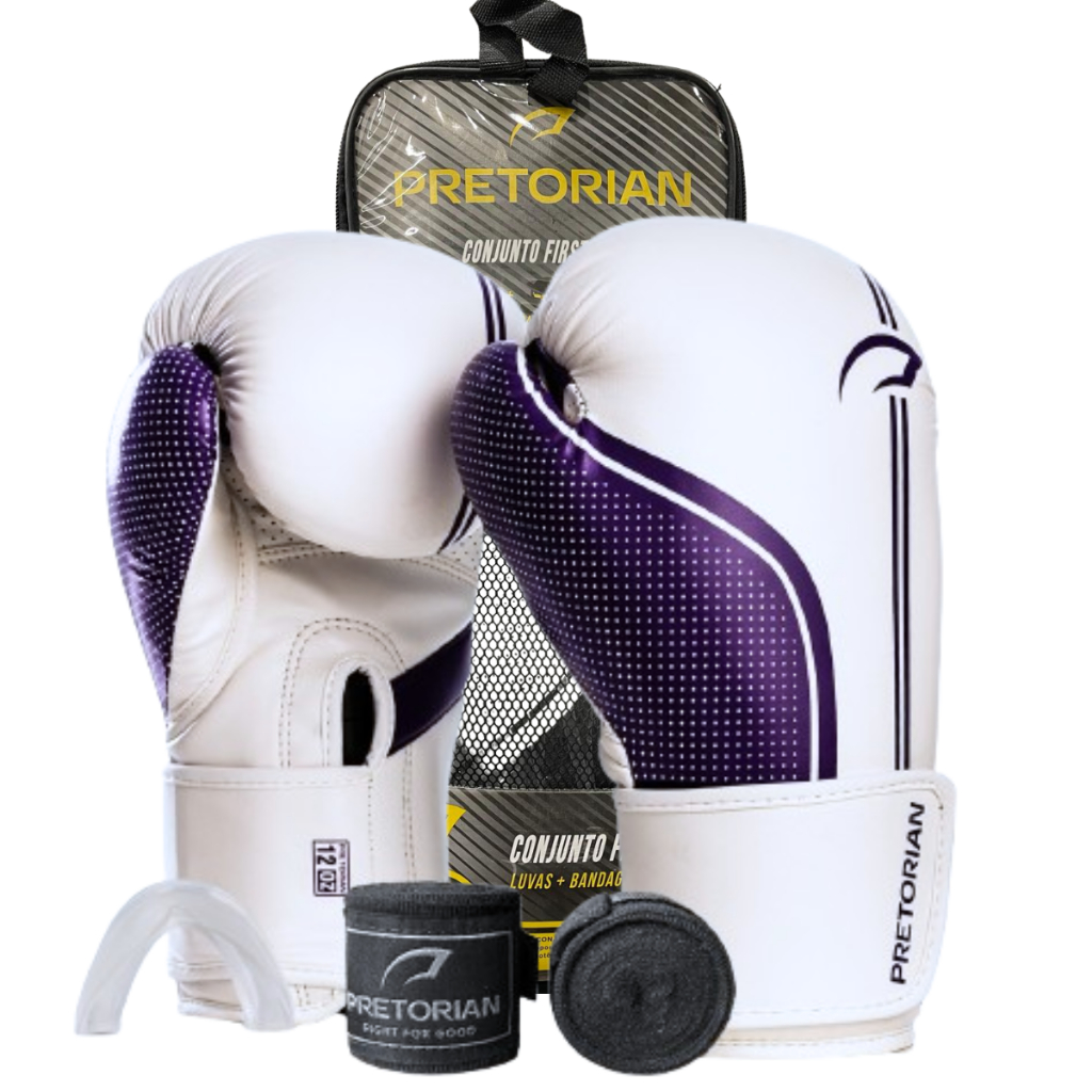 Conjunto Completo Muay Thai Boxe | Luva + Bandagem + Protetor Bucal | Treino Feminino Masculino
