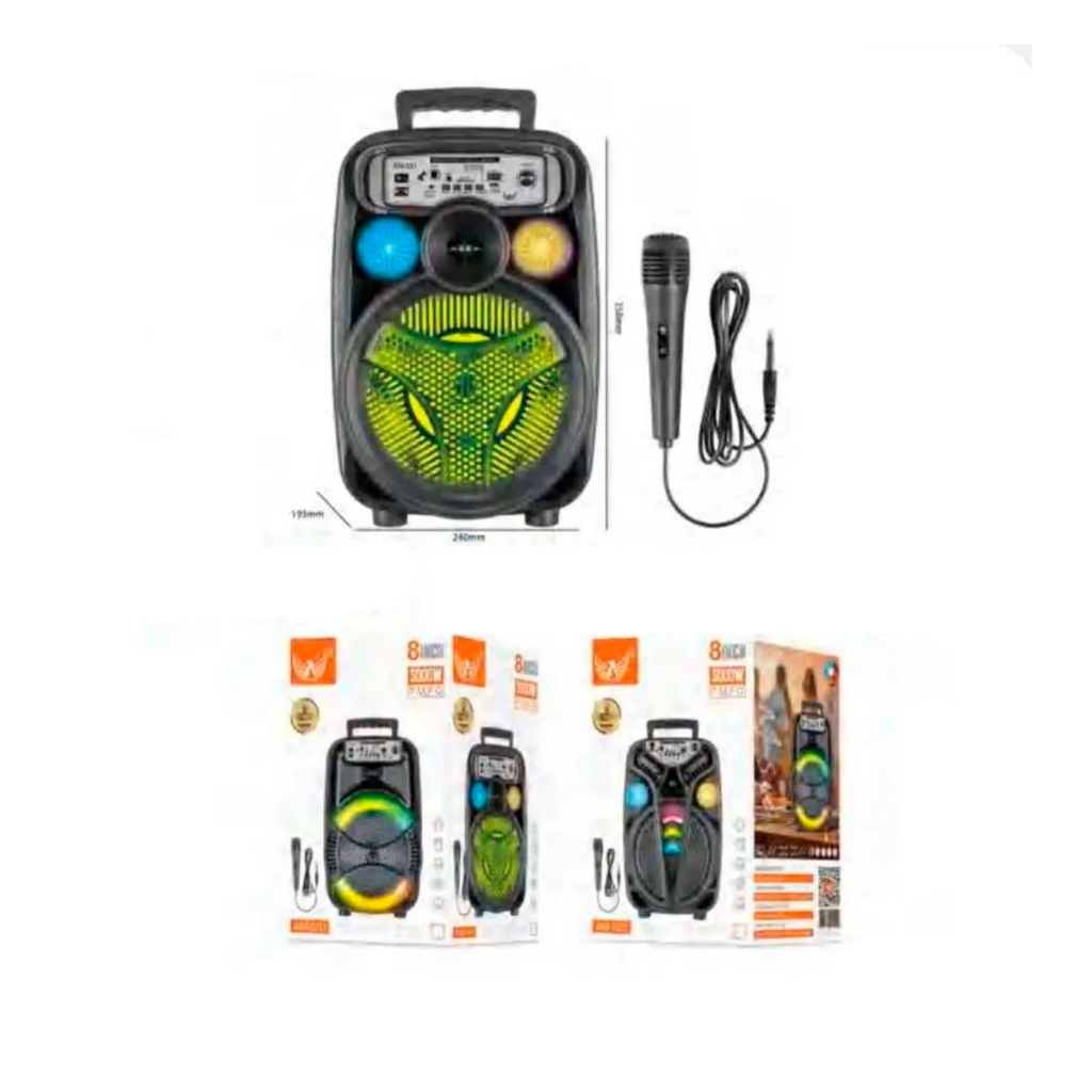 Caixa de Som AM-552 Bluetooth 3000W RGB Altomex Com Microfone