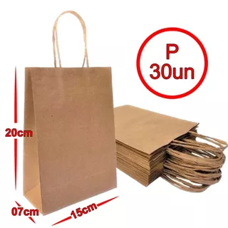 Sacola De Papel Kraft P 15x22x7cm Com 30 Unidades
