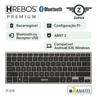 Teclado Wireless Bluetooth Recarregável | Multiuso Celular, Tablet e PC | Android, iOS, Windows, Mac em Oferta na Shopee
