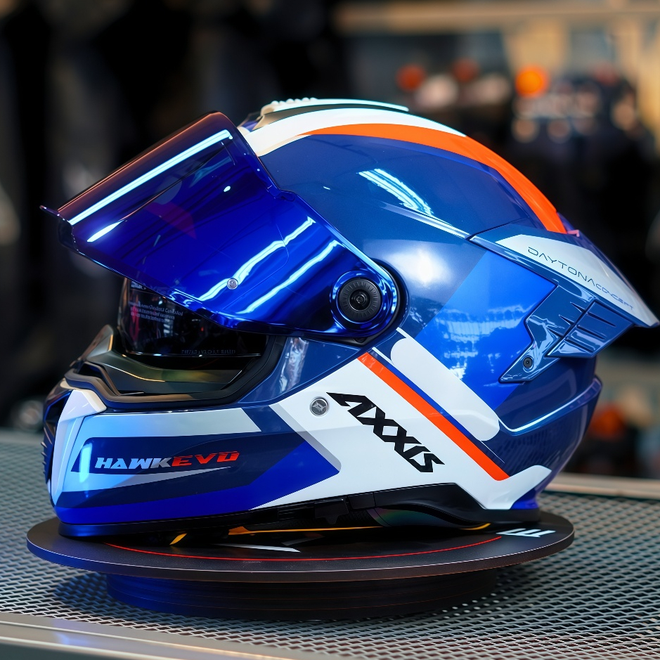 Capacete Axxis Hawk SV Evo Daytona C7 Óculos Solar Interno Azul