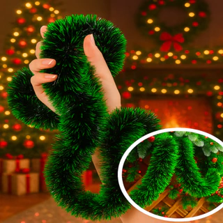 Kit 10 Metros De Festão Enfeite Arvore De Natal 9cm Decoração Natalina Verde Cheio Nevado