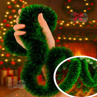 Kit 6 Metros De Festão Enfeite Arvore De Natal 9cm Decoração Natalina Verde Cheio