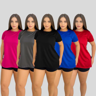 Kit 5 Blusas Academia Feminina Tapa Bumbum Treino Fitness Corrida