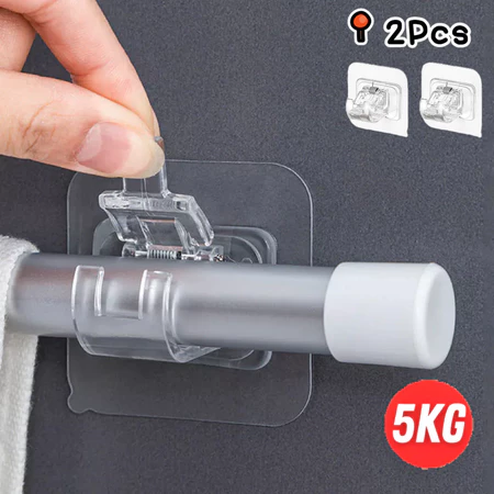 Ganchos Autoadesivos Para Suporte Para Barra de Cortina Adesivo Instalação Sem Pregos e Ajuste Fácil