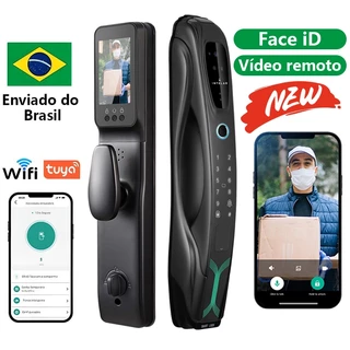 Fechadura Eletrônica Digital Inteligente Câmera Intelar X8 WiFi Tuya Com Biométrica, Facial 3D, Vídeo Remoto em Oferta na Shopee
