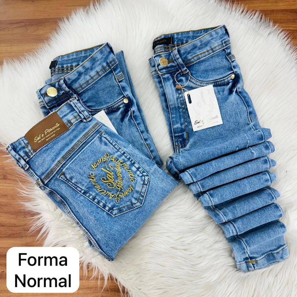 Calça Jeans Sal E Pimenta Calça Com Elastano Feminina Cós Alto
