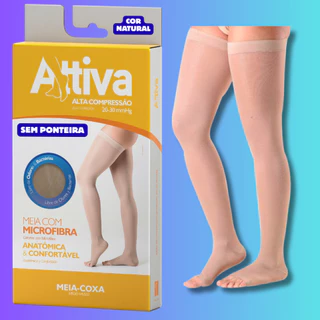 Meia Coxa Elástica 7/8 - Meias Varizes Alta Compressão 20-30mmHg Attiva Sem ponteira em Oferta na Shopee