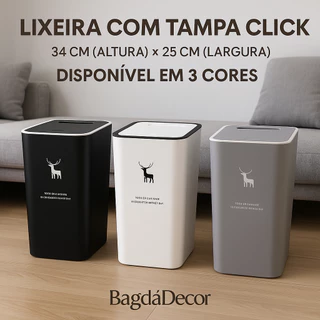 ✅Lixeira 15L Tampa Click para Cozinha, Banheiro ou Escritório ✅