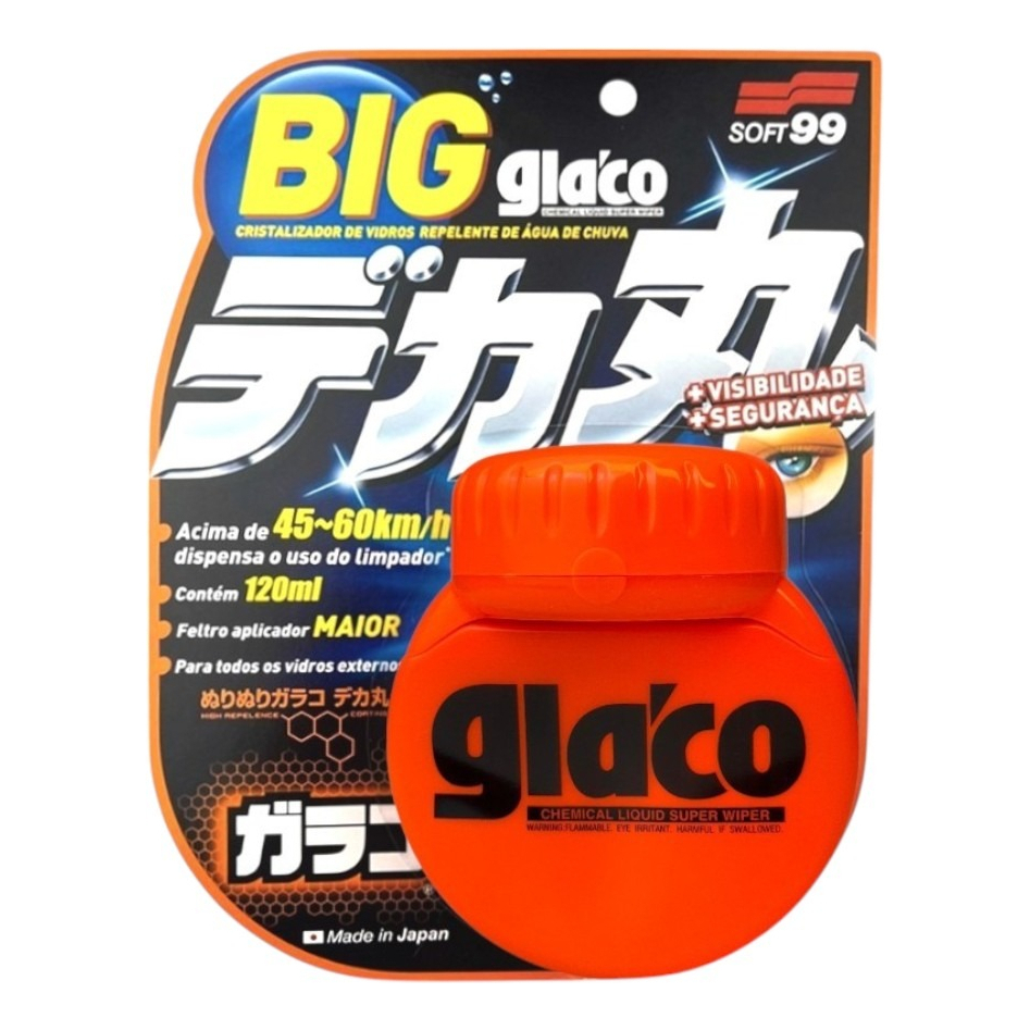 Glaco Big 120ml Cristalizador Vidros Repele Água Soft99