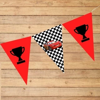 Bandeirola para Festas Tema Relâmpago McQueen-Contém 12 BANDEIRAS /Festa de Aniversário e mês Versário