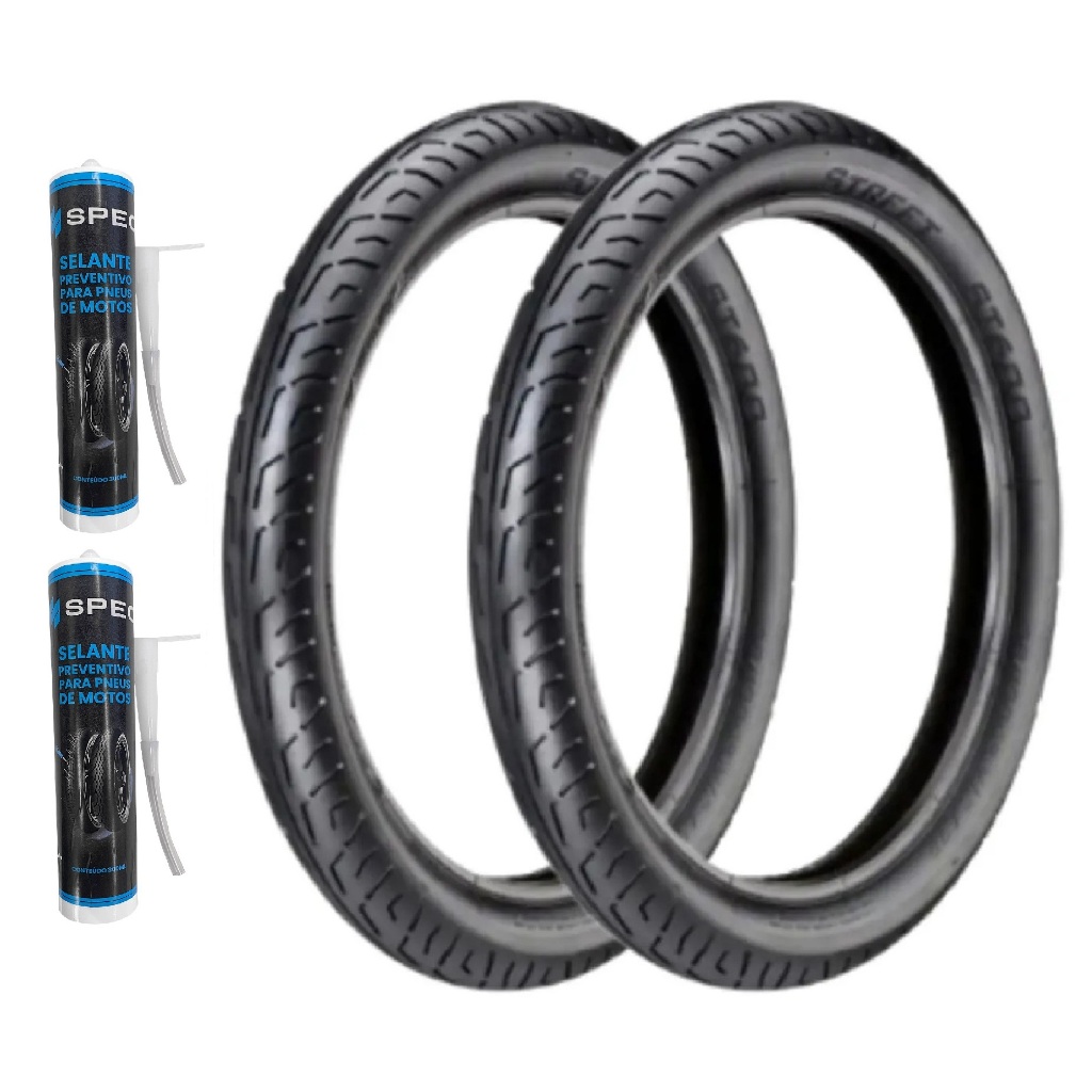 Par de Pneu Vipal ST600 80/100-18 E 90/90-18 USO SEM CAMARA + SELANTE ...